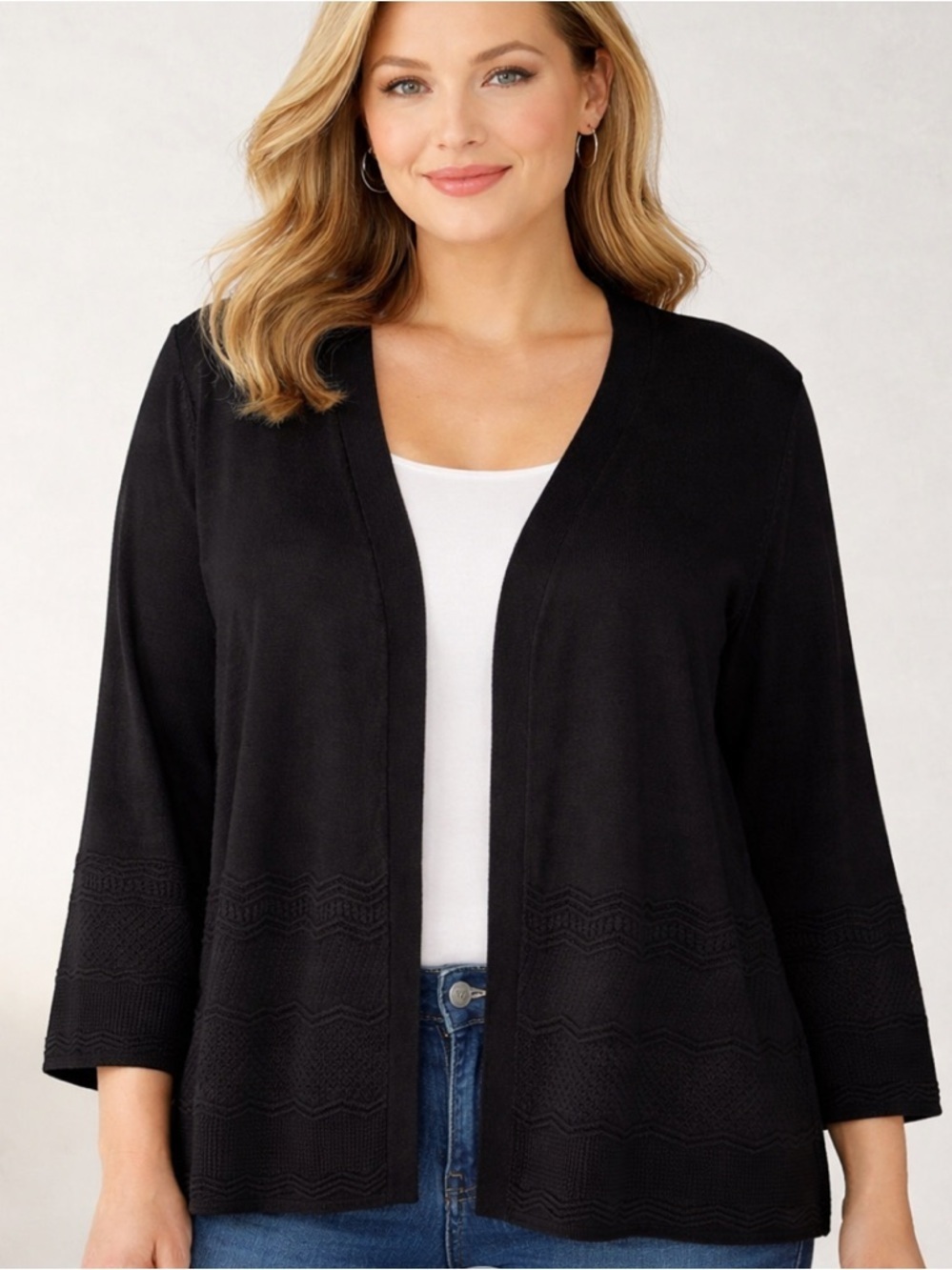 NWT!Avenue Black Open-Front Cardigan Size 26/28 or 4X